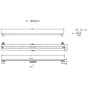 Щелевой душевой трап BERGES SUPER Slim 92054 83х12,5см вертикальный сток