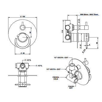Смеситель для душа Bongio Linea 82519TTTTEU коричневый хром