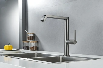 Смеситель для кухни Maxonor PL4084-9 фиксированный излив серый