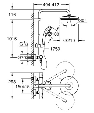 Душевая система GROHE Tempesta Cosmopolitan 27922001 хром