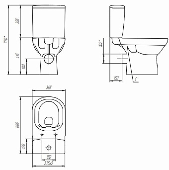 Унитаз напольный CERSANIT CITY KO-CIT011-3/5-COn-S-DL безободковый с микролифтом