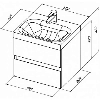 Тумба под раковину подвесная AQUANET Беркли 254288 39х49,4х42см
