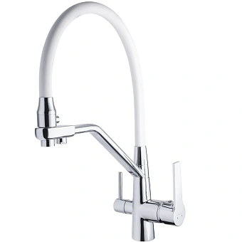 Смеситель для кухни Maxonor MN4460 гибкий излив белый