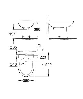 Биде напольное GROHE Bau Ceramic 39432000