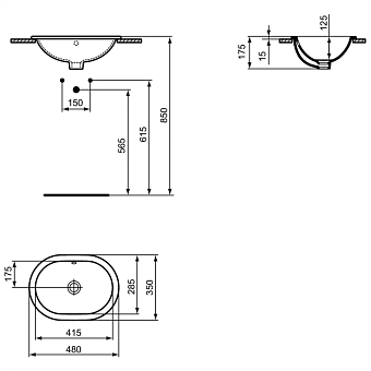 Раковина встраиваемая сверху IDEAL STANDARD CONNECT E504501 48х35см