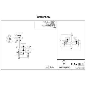 Люстра Maytoni Lincoln MOD527PL-06N 40Вт 6 лампочек E14