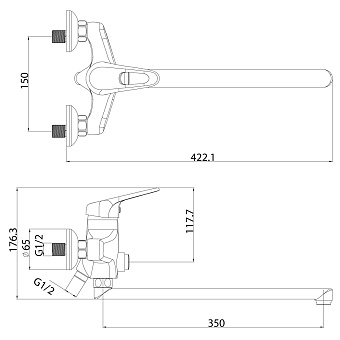 Смеситель для ванны LEMARK Luna LM4157C хром