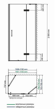 Угловое ограждение WASSERKRAFT Aller 10H06R 200х120см стекло прозрачное