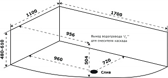 Ванна акриловая Azario Микона МИВ0003 170х110см пристенная