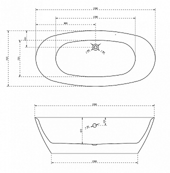 Ванна акриловая Abber AB9205 180х84см отдельностоящая