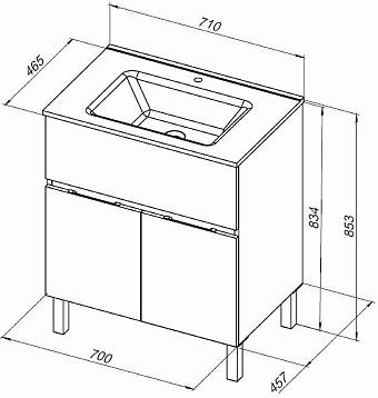 Тумба под раковину напольная AQUANET Алвита New 303899 46х70х83,4см