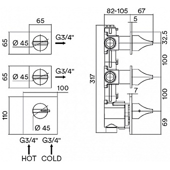 Внешняя часть смесителя BOSSINI Z035203.073