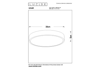 Светильник потолочный Lucide UNAR 79185/30/02 18Вт LED