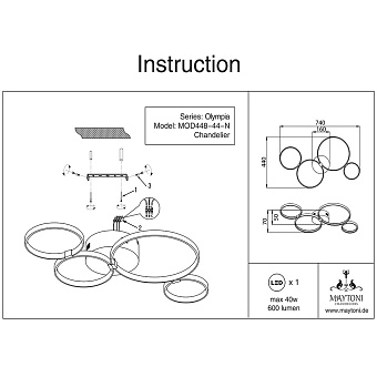 Светильник потолочный Maytoni Olympia MOD448-CL-4-30-W 35Вт LED
