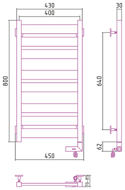 Полотенцесушитель СУНЕРЖА Центурион 2.0 31-5603-8040 чёрный матовый