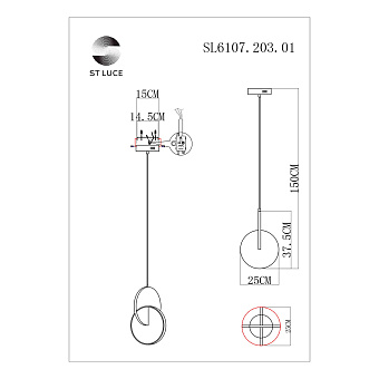 Светильник подвесной ST Luce Eclisse SL6107.203.01 14Вт LED