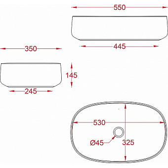 Раковина накладная ArtCeram Cognac COL008 15 00 55х35см