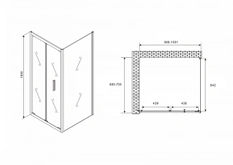 Угловое ограждение Abber Sonnenstrand AG07100B-S70B 195х70см стекло прозрачное