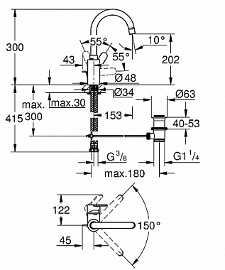 Смеситель для раковины GROHE Eurostyle Cosmopolitan 23043003 хром