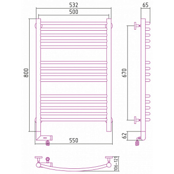 Полотенцесушитель СУНЕРЖА Богема 2.0 выгнутая 30-5202-8050 белый матовый