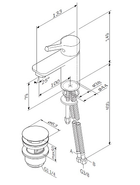 Смеситель для раковины AM-PM X-Joy S F85B82100 хром с донным клапаном