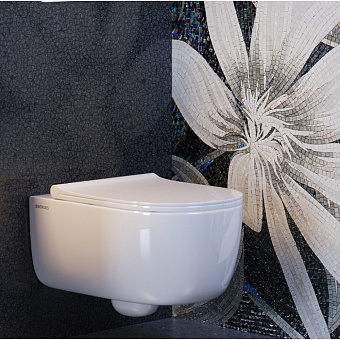 Унитаз подвесной BERGES EGO XL 082138 безободковый с микролифтом