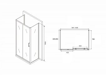 Угловое ограждение Abber Schwarzer Diamant AG30100B-S85B-S85B 195х85см стекло прозрачное