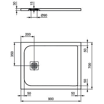 Душевой поддон IDEAL STANDARD ULTRAFLAT S K8190FV 70х90см
