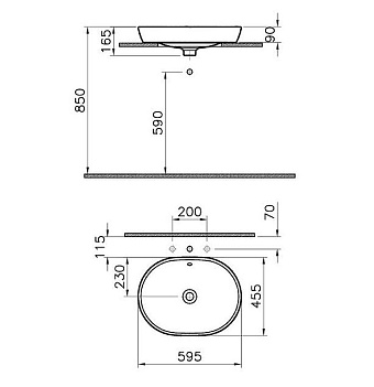 Раковина на столешницу VITRA Metropole 5942B003-0012 59,5х16,5см