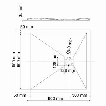 Душевой поддон WASSERKRAFT Aller 10T03 90х90см