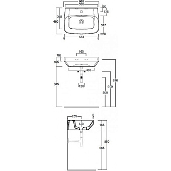 Раковина подвесная SIMAS Baden Baden BB10bi*1 60х45см