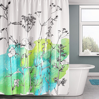 Шторка для ванной WASSERKRAFT Dill 180х180см зелёный/чёрный