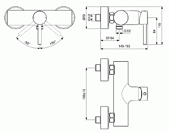 Смеситель для душа IDEAL STANDARD CERALINE BC200U4 матовый чёрный/хром