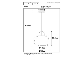 Светильник подвесной Lucide SISKA 45404/01/65 40Вт E27