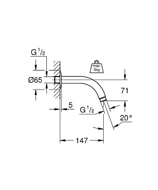 Держатель для верхнего душа GROHE 28541000 хром