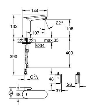 Смеситель для раковины GROHE Eurosmart Cosmopolitan E 36327001 хром