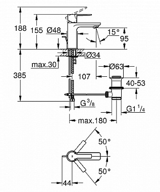 Смеситель для раковины GROHE Lineare New 32109001 хром