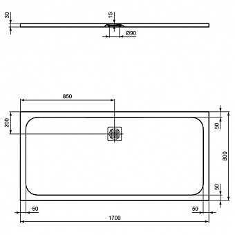 Душевой поддон IDEAL STANDARD ULTRAFLAT S K8284FT 80х170см
