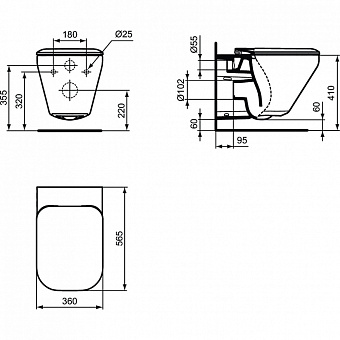 Унитаз подвесной IDEAL STANDARD TONIC II K316701 безободковый с микролифтом