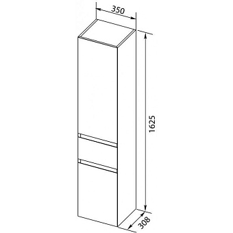 Пенал напольный AQUANET Нью-Йорк 257886 30,8х35х162,5см орех