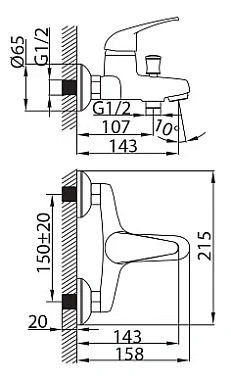 Смеситель для ванны MILARDO Davis DA23204CK MI хром глянец