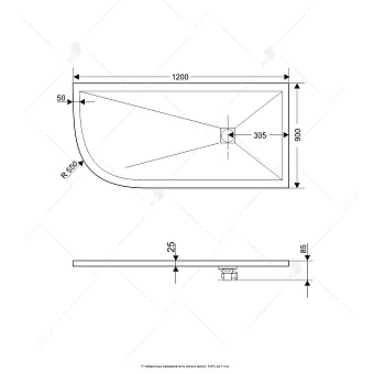 Душевой поддон RGW Stone Tray 16154129-01R ST/AR-W 120х90см