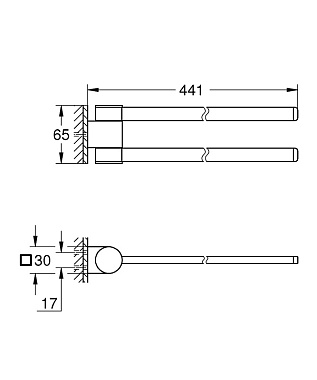 Полотенцедержатель GROHE Selection 41063000 хром 3см