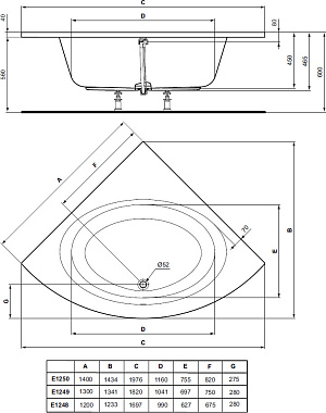 Ванна акриловая IDEAL STANDARD CONNECT AIR E125001 143,4х75см встраиваемая
