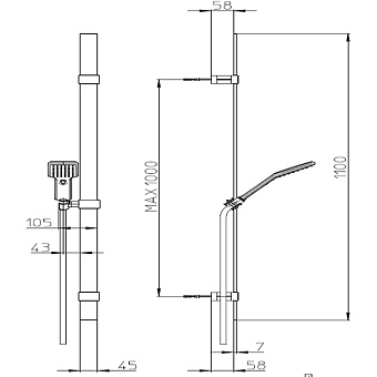 Душевой гарнитур BOSSINI Agua D46056.073 чёрный матовый
