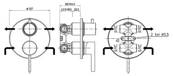 Смеситель для ванны Paini Brera 74PZ6911 чёрный (матовый)