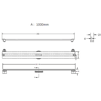 Щелевой душевой трап BERGES SUPER Slim 091055 1000 103х12,5см вертикальный сток