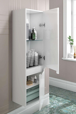 Пенал подвесной KERAMA MARAZZI Buongiorno Plus BGP.130Lh.WHT 28х36,5х126,5см белый глянцевый/дуб кантри