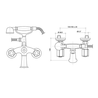 Смеситель для ванны Bongio Fleur Noir 12526OR00 золотой