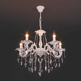 Люстра подвесная Eurosvet Veletta 10108/5 белый/прозрачный хрусталь Strotskis 60Вт 5 лампочек E14